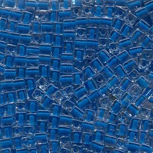 Miyuki Würfel Perlen, Cube, Square Beads 4mm 0238 colorlined Blue 25gr
